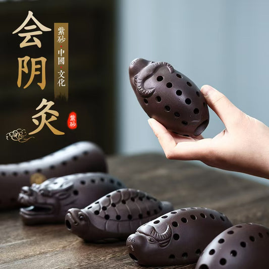 紫砂艾灸会阴灸调理养生貔貅款Purple Clay Moxibustion Perineum Moxibustion Wellness Pi Xiu Design