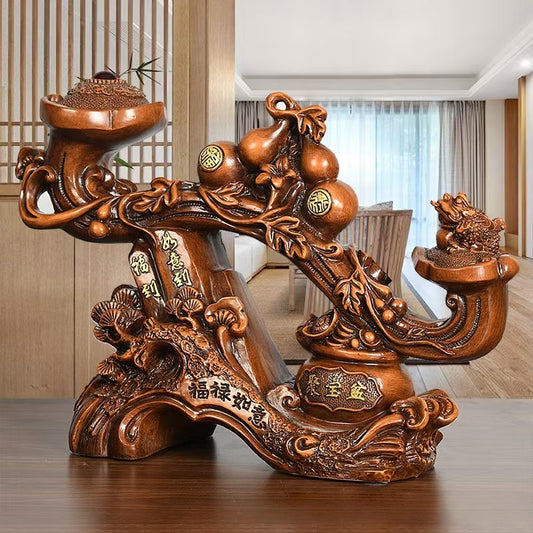 福祿如意,葫蘆如意家居玄關開業喬遷擺件Good Fortune and Prosperity, Gourd-Shaped Ruyi Home Decor for Entrances, Grand Openings, and Housewarmings