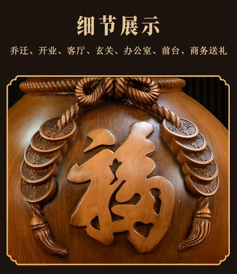 双龙葫芦摆件福禄兴隆家居礼物16*15*32cmDouble Dragon Gourd Ornament Prosperity and Fortune Home Gift 16*15*32cm
