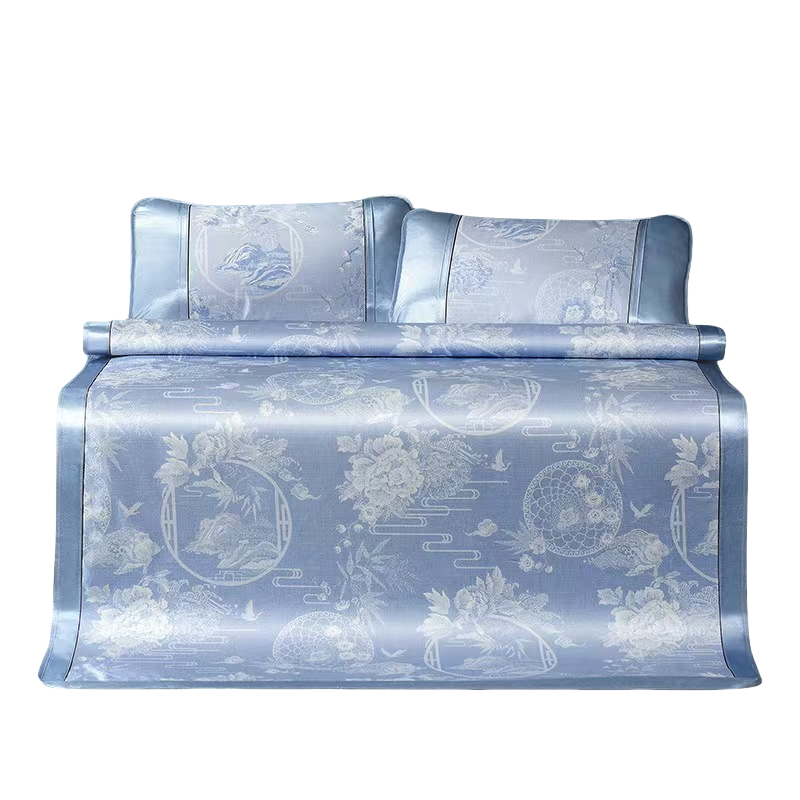 富安娜冰丝凉席三件套夏季清凉床罩枕罩