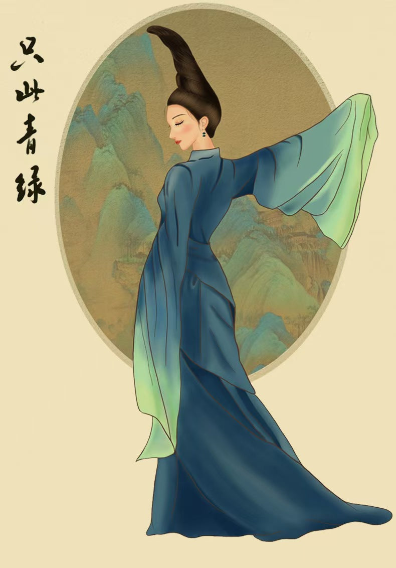 Chinese Style Ancient Fan with Hanfu Cheongsam