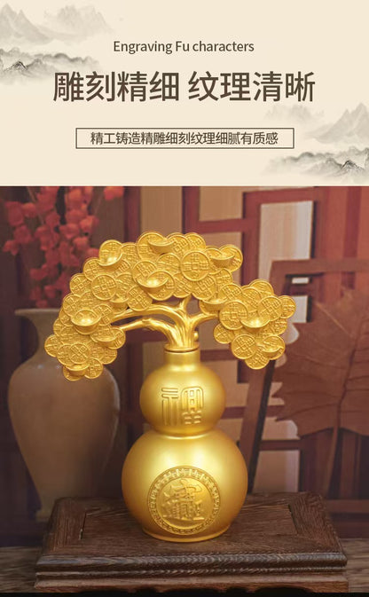 Chinese home furnishings feng shui good luck copper gourd money tree