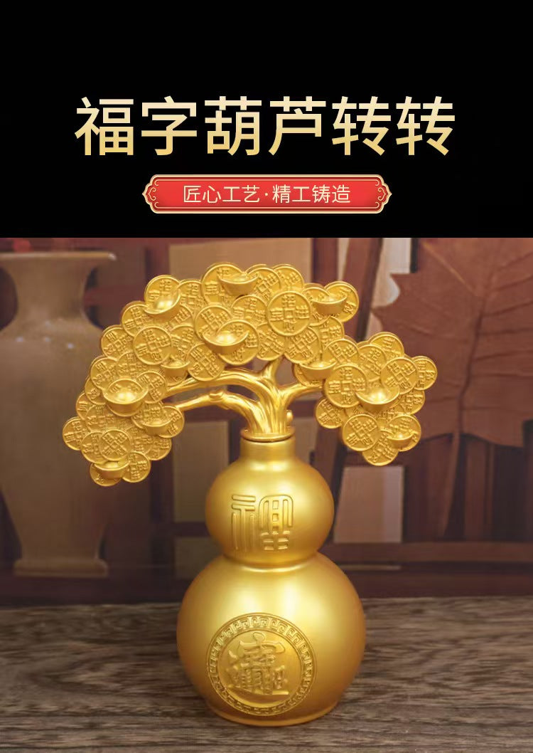 Chinese home furnishings feng shui good luck copper gourd money tree
