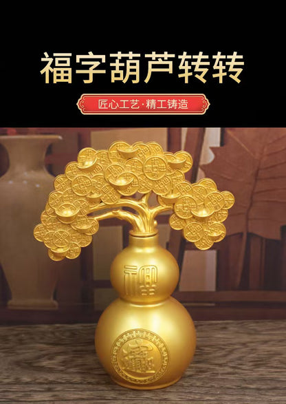 Chinese home furnishings feng shui good luck copper gourd money tree