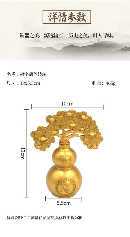 Chinese home furnishings feng shui good luck copper gourd money tree