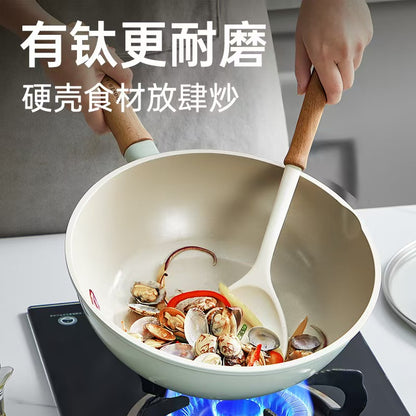 炊大皇0氟涂层钛瓷炒锅不粘锅礼物28CM(美国包邮)0 Fluorine Coated Titanium Porcelain Frying Pan Non-Stick Gifts