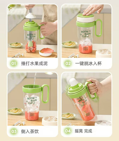 雪克杯手打柠檬茶调酒全套制作制作工具（雪克杯+制冰格+捣冰锤）Shaker Cup Handmade Lemon Tea Mixology Complete Set of Tools (Shaker Cup + Ice Tray + Ice Crusher)
