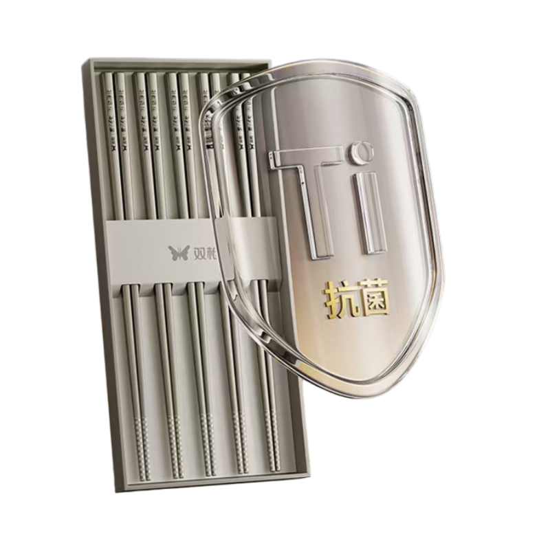 双枪钛净化筷子抑菌防滑防烫5双装SUNCHA Titanium Purifying Chopsticks - Antibacterial, Non-Slip, Heat-Resistant - 5 Pairs
