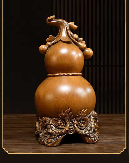 双龙葫芦摆件福禄兴隆家居礼物16*15*32cmDouble Dragon Gourd Ornament Prosperity and Fortune Home Gift 16*15*32cm