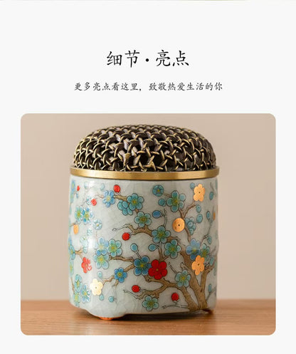 汝窑陶瓷香炉香道沉香檀香熏炉Ru Kiln Ceramic Incense Burner Incense Ritual: Agarwood and Sandalwood Incense Burner