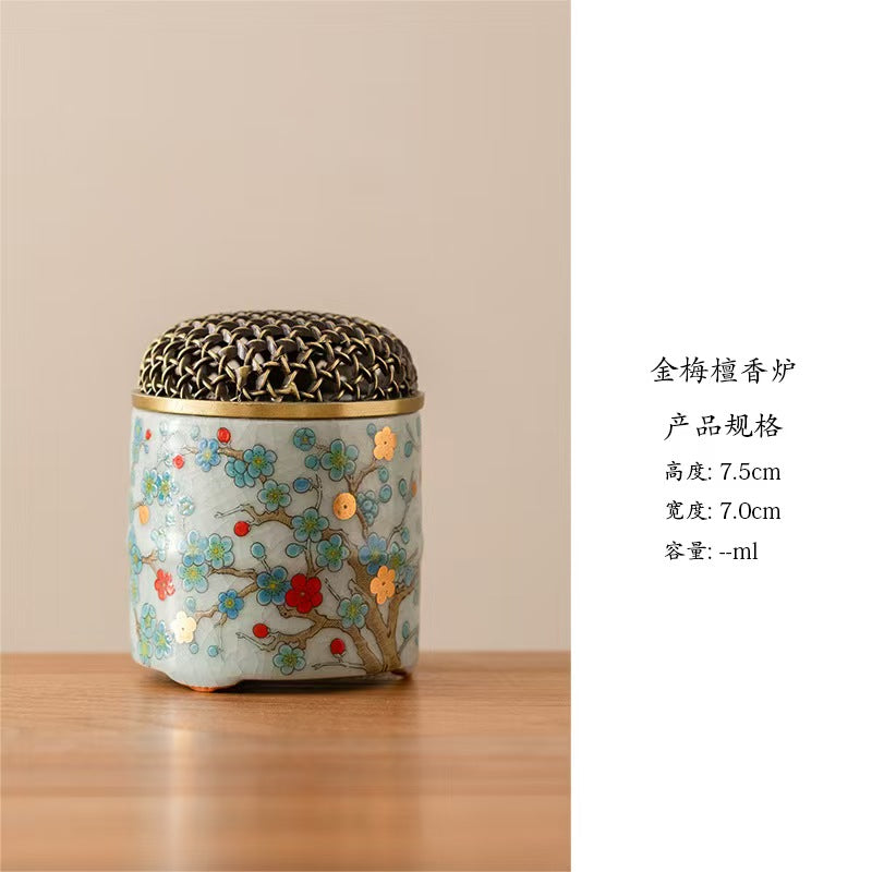 汝窑陶瓷香炉香道沉香檀香熏炉Ru Kiln Ceramic Incense Burner Incense Ritual: Agarwood and Sandalwood Incense Burner