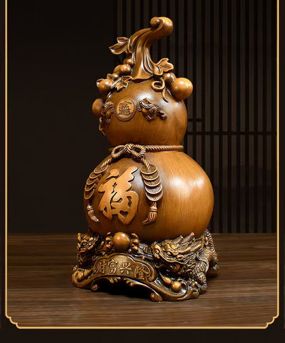 双龙葫芦摆件福禄兴隆家居礼物16*15*32cmDouble Dragon Gourd Ornament Prosperity and Fortune Home Gift 16*15*32cm
